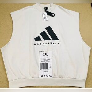 NEW..ADULT UNISEX 2XL ADIDAS ONE BASKETBALL SLEEVELESS SWEATSHIRT(TALC)